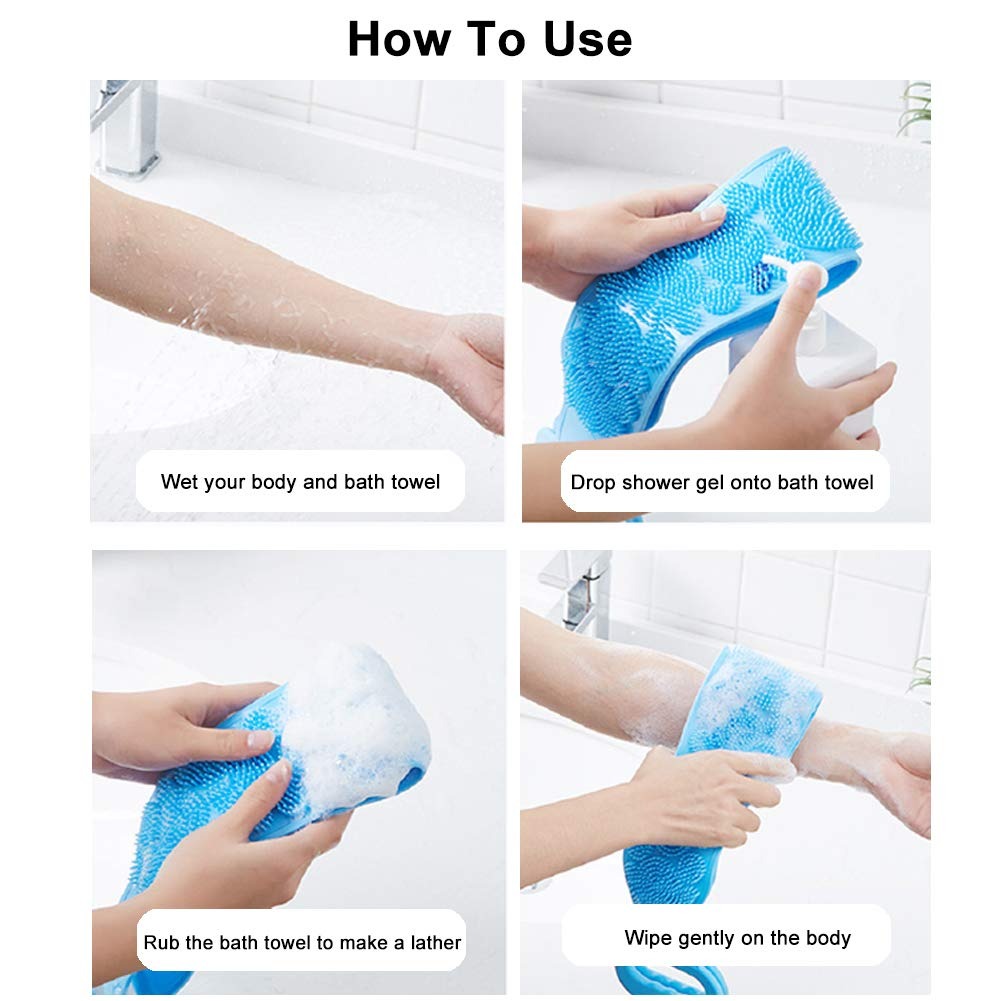 Pack of 2 Silicone Back Scrubber Bath Belts